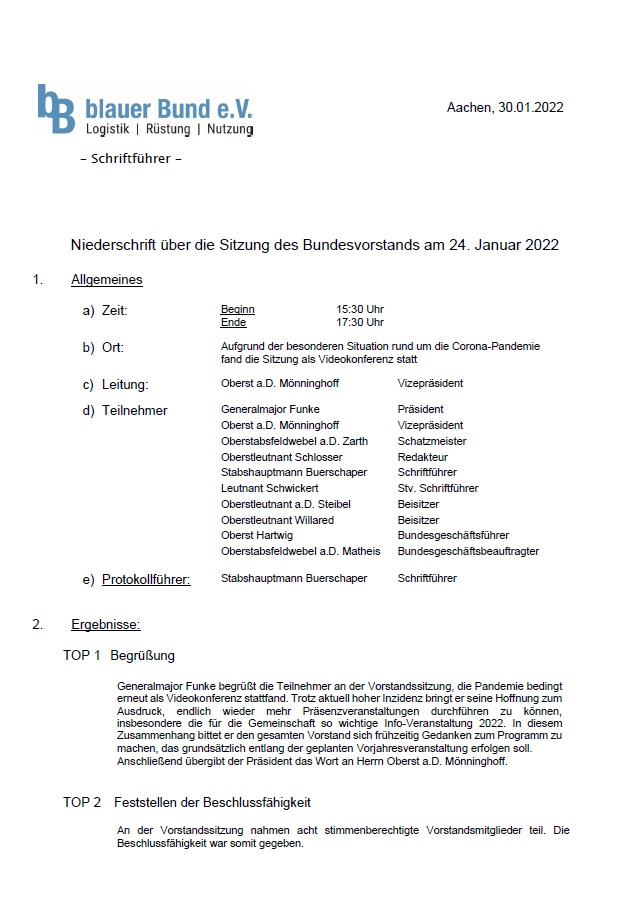Protokoll der Vorstandssitzung 01/2022