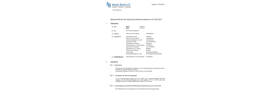 Niederschrift Vorstandssitzung 03/2023