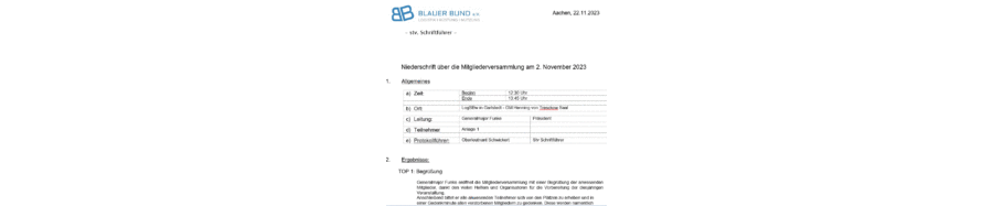 Niederschrift der Mitgliederversammlung 2023