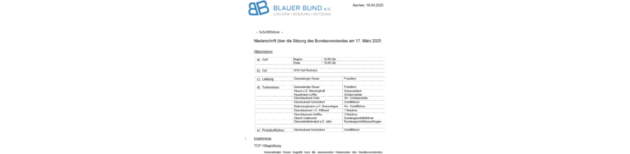 Niederschrift Vorstandssitzung 02/2025