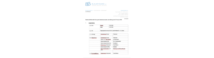 Niederschrift Vorstandssitzung 01/2025