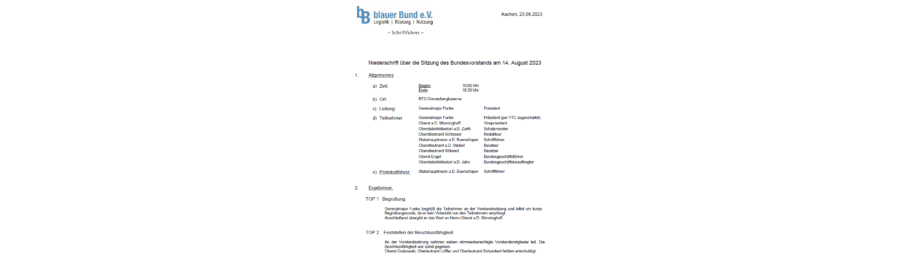 Niederschrift Vorstandssitzung 04/2023