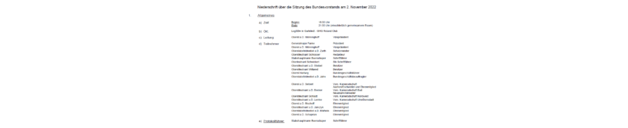Niederschrift Vorstandssitzung 05/2022
